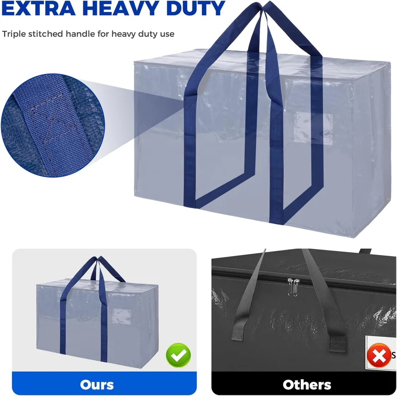 Umzugstaschen 93 L, 6er-Pack Aufbewahrungstaschen mit Reissverschluss, Umzugskartons Heavy Duty Extr