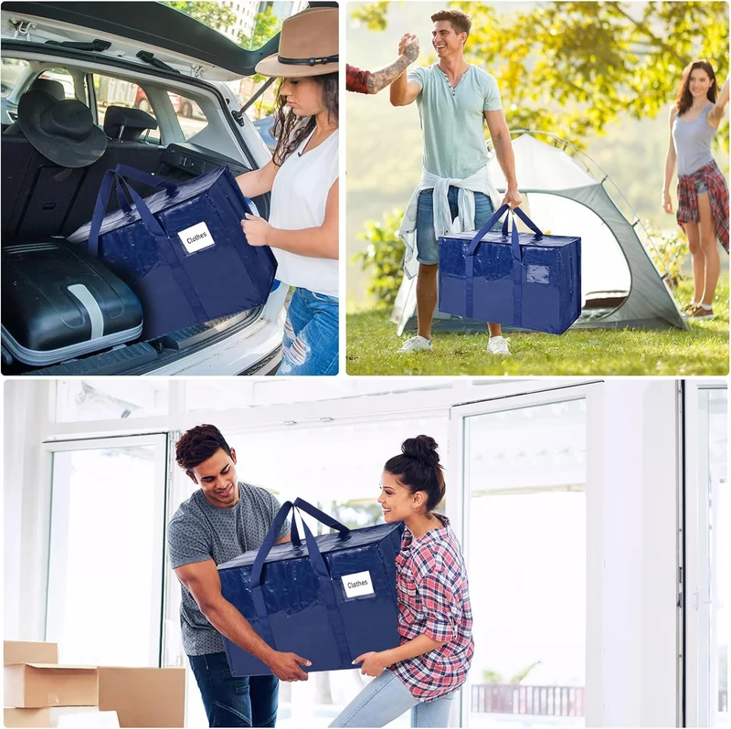 Umzugstaschen 93 L, 6er-Pack Aufbewahrungstaschen mit Reissverschluss, Umzugskartons Heavy Duty Extr