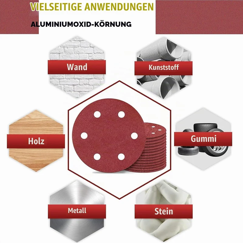 Schleifpapier 225mm Klett 30 Stück 6 Loch Körnung (30 Stück-80,100,120,150,180,240), 30 Stück-8