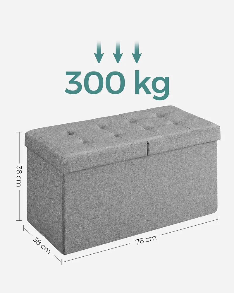 SONGMICS Sitzbank mit Stauraum, klappbare Sitztruhe, Aufbewahrungsbox, 38 x 76 x 38 cm, Deckel klapp