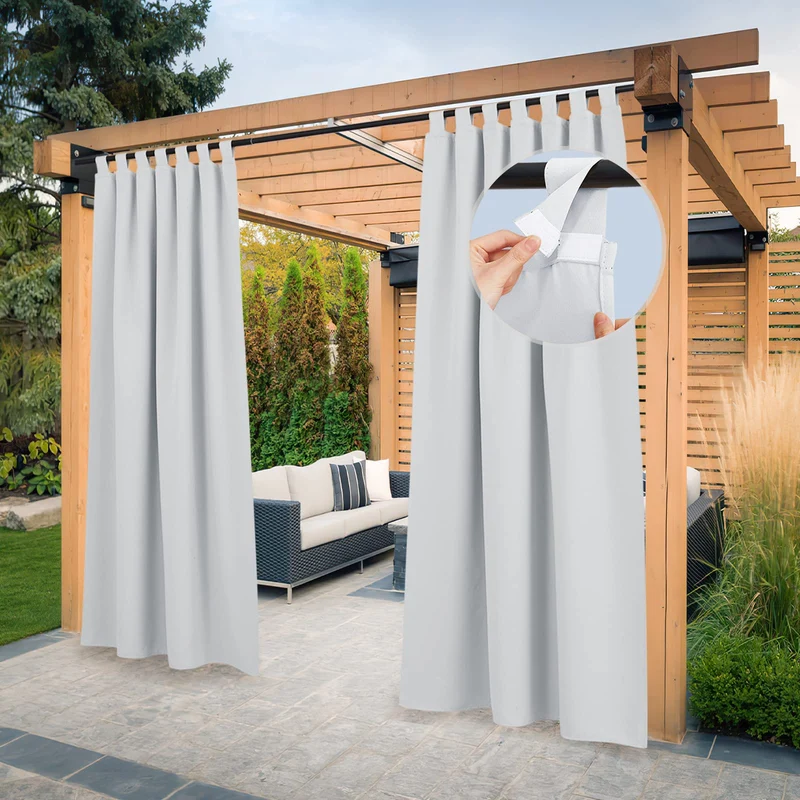 PONY DANCE Outdoorvorhänge mit Abnehmbaren Schlaufen Outdoor Vorhang Wasserdicht Sonnenschutz Gardin