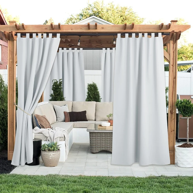 PONY DANCE Outdoorvorhänge mit Abnehmbaren Schlaufen Outdoor Vorhang Wasserdicht Sonnenschutz Gardin