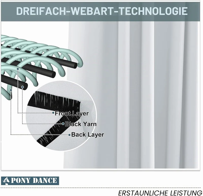 PONY DANCE Outdoorvorhänge mit Abnehmbaren Schlaufen Outdoor Vorhang Wasserdicht Sonnenschutz Gardin