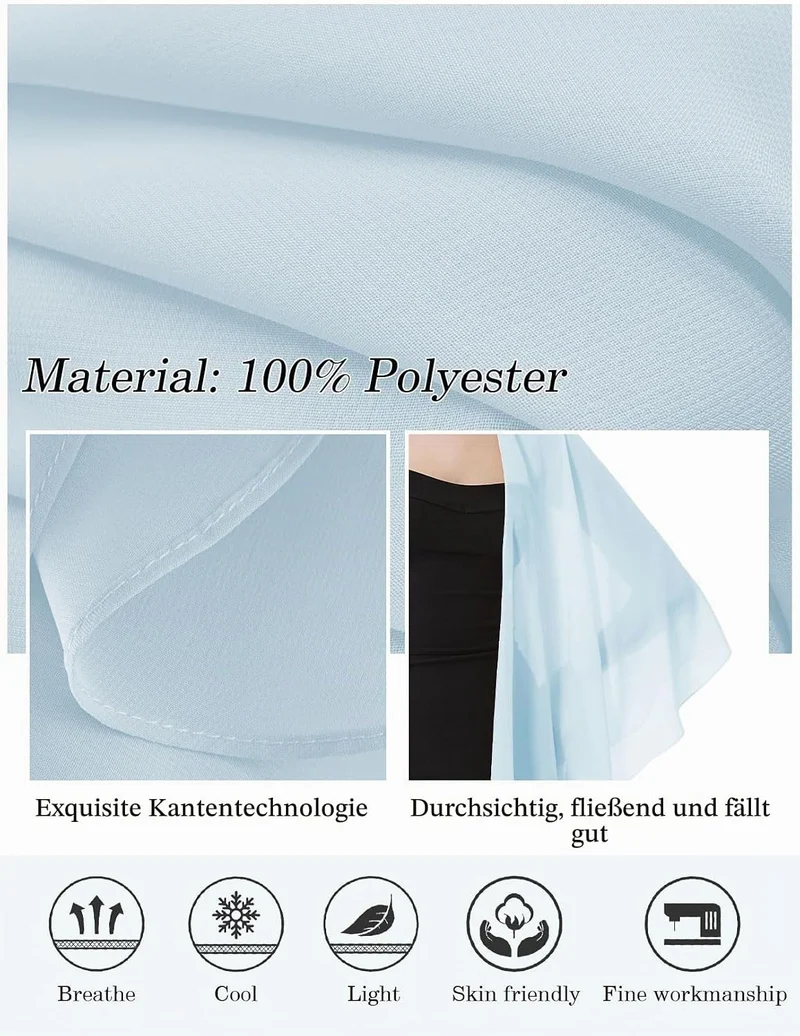 BEAUTELICATE Damen Chiffon Schal Stola Elegante Bolero Leichter Sommerjacke Braut Schal für Brautkle