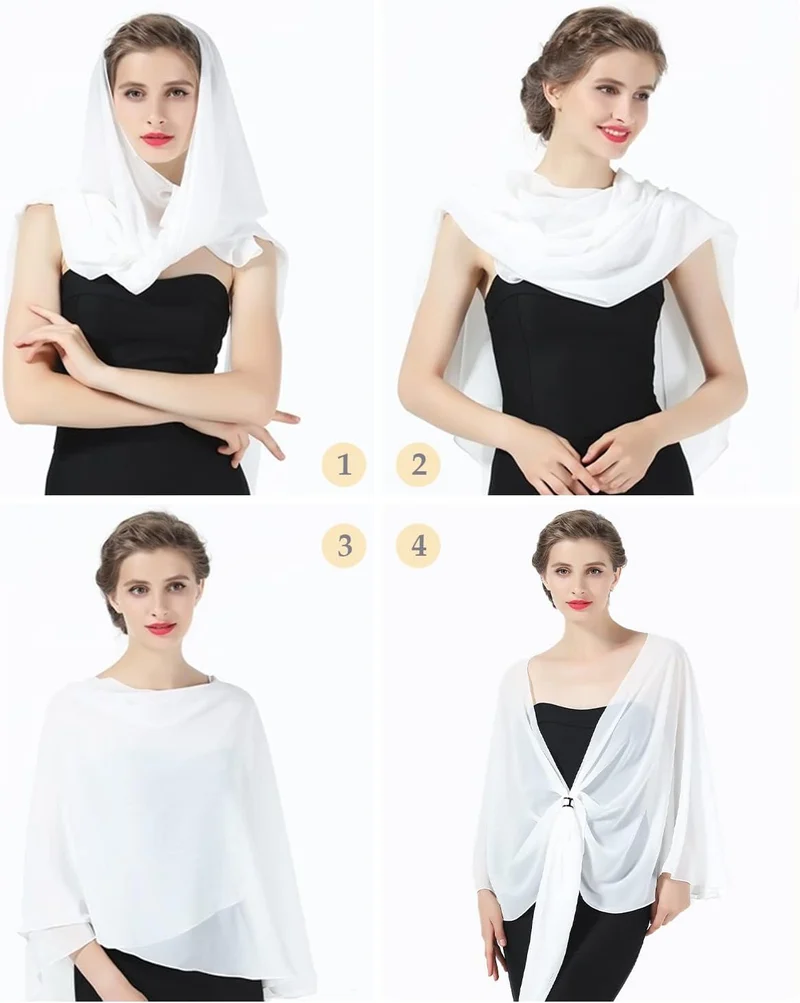 BEAUTELICATE Damen Chiffon Schal Stola Elegante Bolero Leichter Sommerjacke Braut Schal für Brautkle