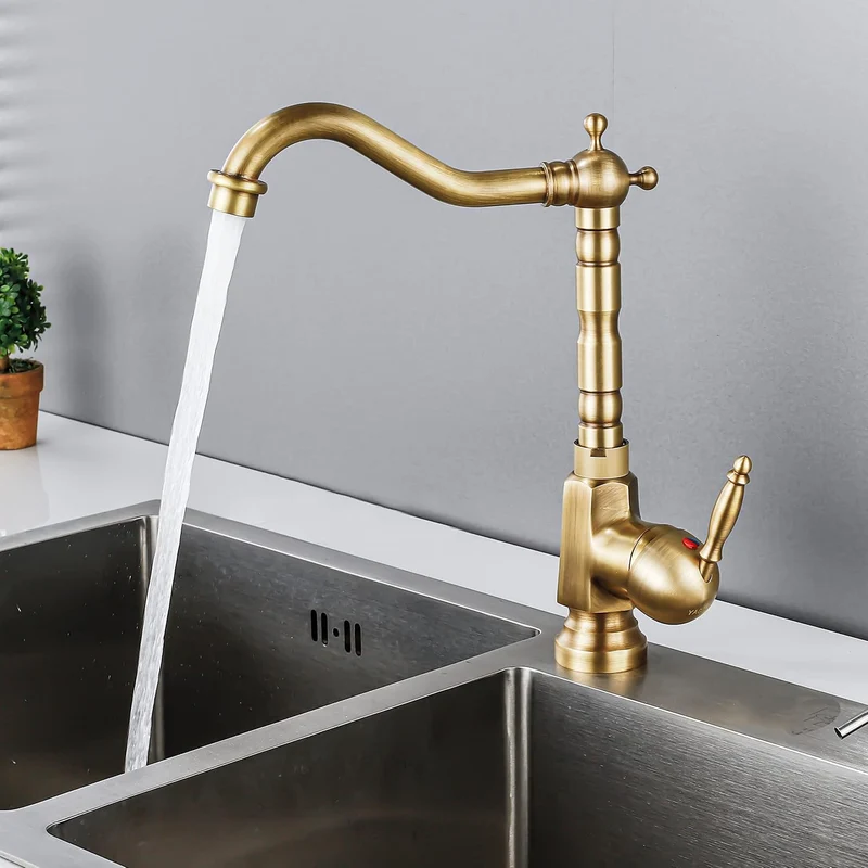 Wasserhahn Küche Antik, Küchenarmatur Retro 360°Drehbar, Spültischarmatur Hochdruck Vintage, Amatur