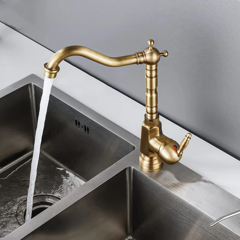 Wasserhahn Küche Antik, Küchenarmatur Retro 360°Drehbar, Spültischarmatur Hochdruck Vintage, Amatur