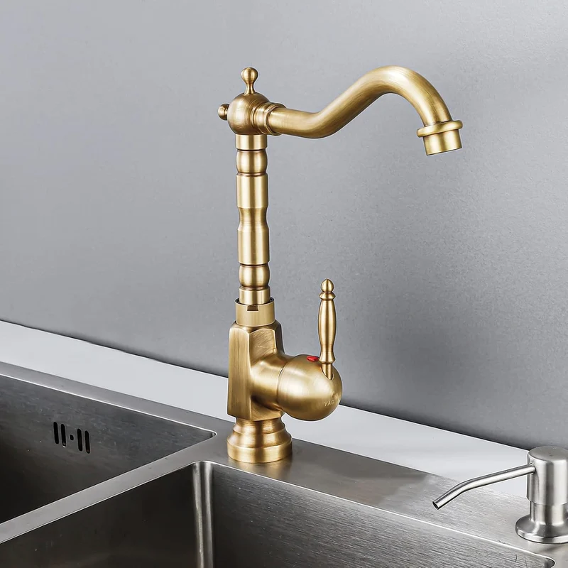 Wasserhahn Küche Antik, Küchenarmatur Retro 360°Drehbar, Spültischarmatur Hochdruck Vintage, Amatur