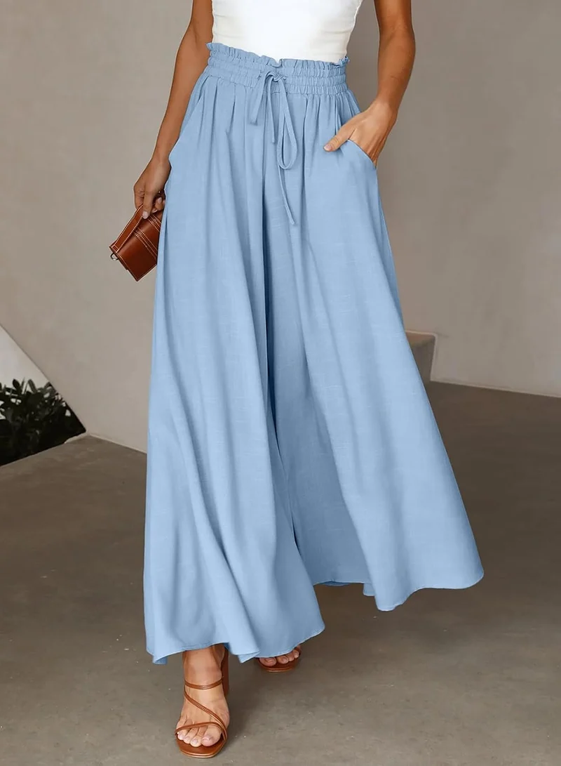 Dokotoo Sommerhose Damen Leicht Palazzo Hose Elegant Sommer High Waist Baggy Freizeithose Baumwolle