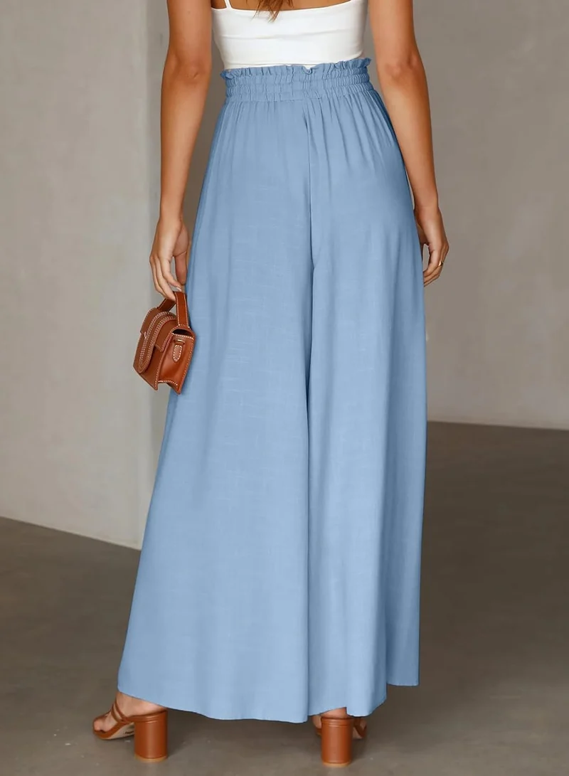Dokotoo Sommerhose Damen Leicht Palazzo Hose Elegant Sommer High Waist Baggy Freizeithose Baumwolle