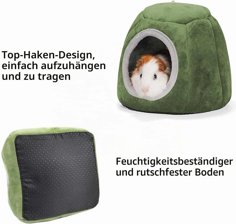 Hamster Haus Bett mit Aufhängeöse für Hamster, Chinchillas, Meerschweinchen & Kleintiere (Grün A), G