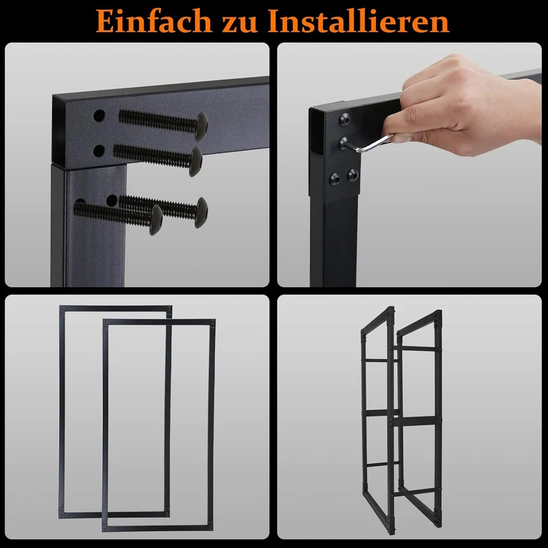 Kaminholzregal innen, 80x25x150CM Brennholzregal für innen aussen, Kaminholzständer metall, Holzstän