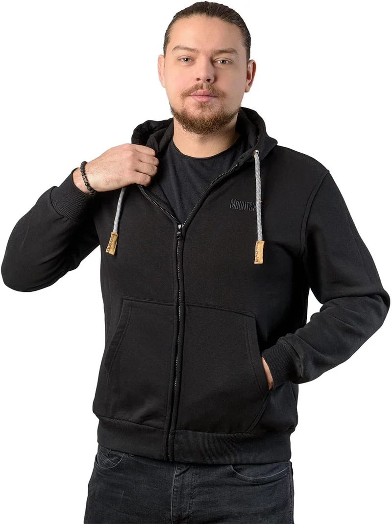 Mount Swiss Herren Damen Sweatjacke Kapuzenjacke Hoodie Leon, Langarm mit Kapuze und Reissverschluss
