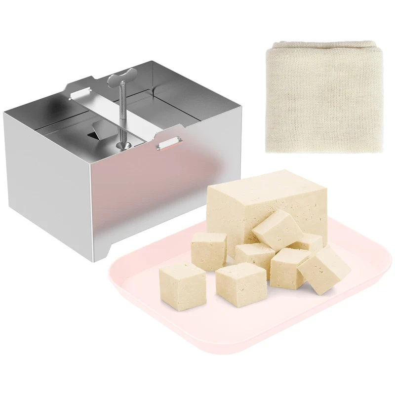 Tofupresse Edelstahl 500g/1000g Paneer Maker Druckregulierung mit 1 Schale 1 Käsetuch für Hausgemach