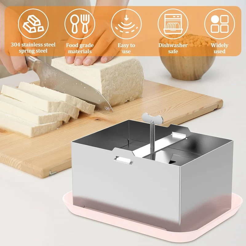 Tofupresse Edelstahl 500g/1000g Paneer Maker Druckregulierung mit 1 Schale 1 Käsetuch für Hausgemach