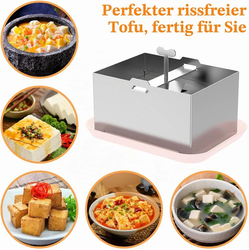 Tofupresse Edelstahl 500g/1000g Paneer Maker Druckregulierung mit 1 Schale 1 Käsetuch für Hausgemach