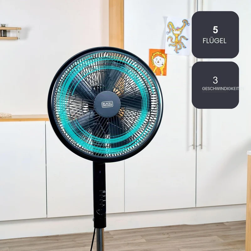 BLACK+DECKER - Standventilator BXEFP51E | 55W | 3 Geschwindigkeiten | 3 Modi: Natur, Brise, Schlaf |