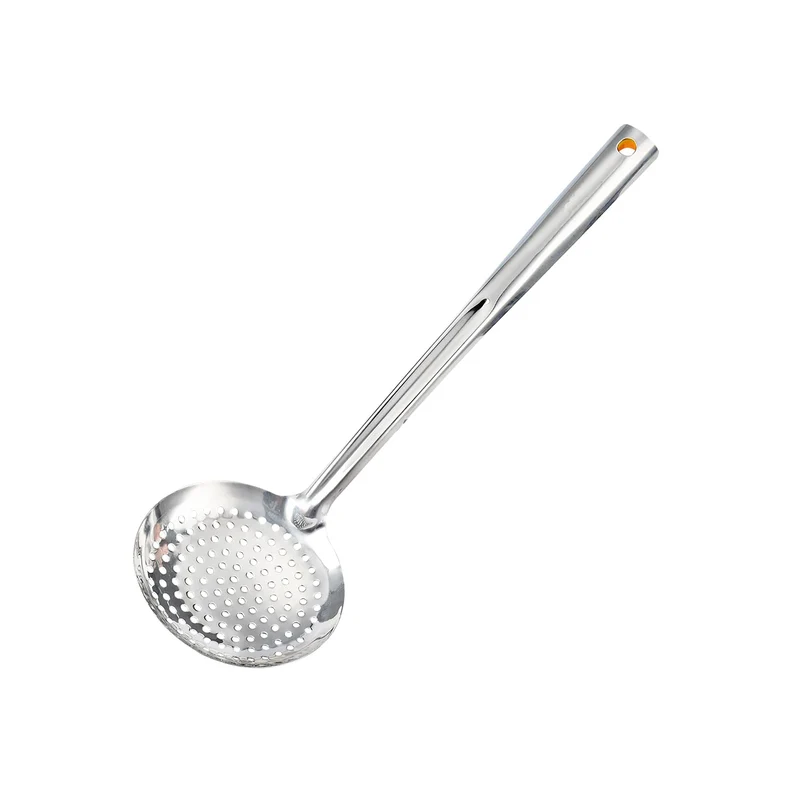 TENTA KITCHEN Dia 12CM Stainless Steel Skimmer/Slotted Spoon/Strainer Ladle with ABS Plastic Heat Re