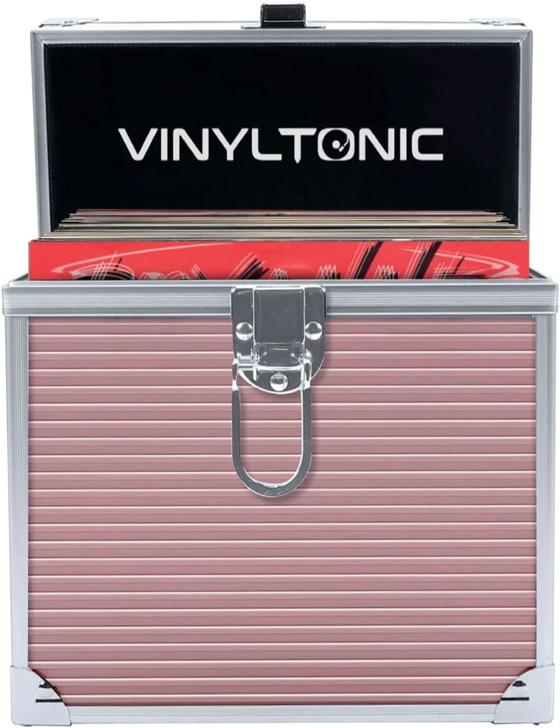 Aufbewahrungskoffer aus Vinyl mit Tuch, 17,8 cm oder 30,5 cm, 3 Farben zur Auswahl Rose Gold, Roségo