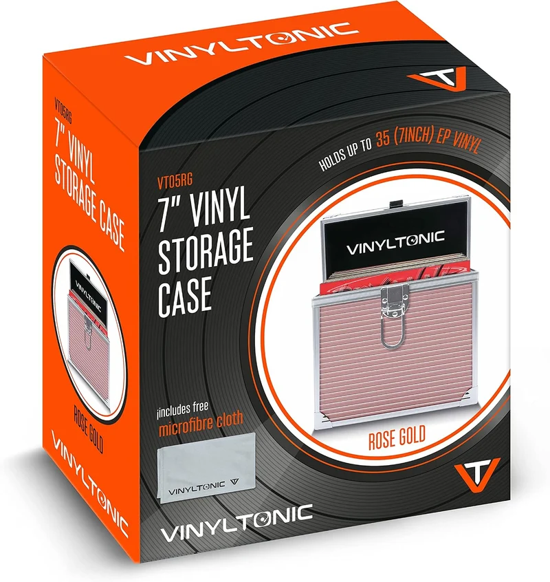 Aufbewahrungskoffer aus Vinyl mit Tuch, 17,8 cm oder 30,5 cm, 3 Farben zur Auswahl Rose Gold, Roségo