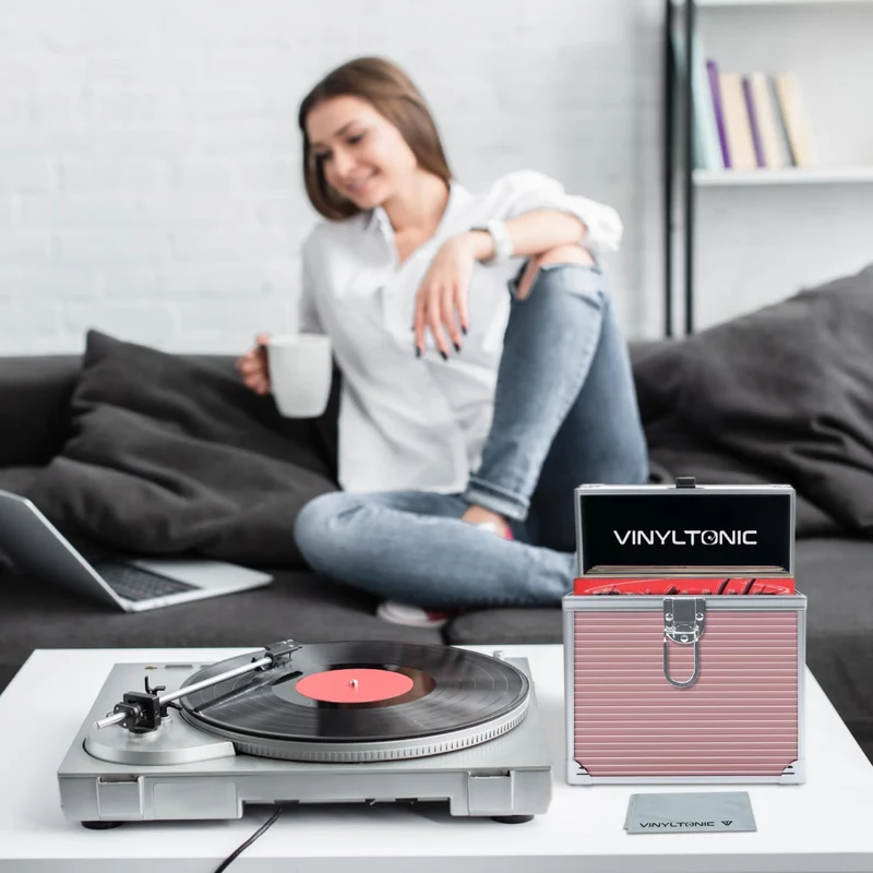 Aufbewahrungskoffer aus Vinyl mit Tuch, 17,8 cm oder 30,5 cm, 3 Farben zur Auswahl Rose Gold, Roségo