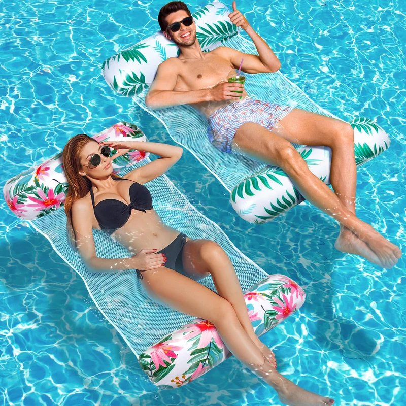 Luftmatratze Pool XL, 2 Stück Wasserhängematte Erwachsene, 4 in 1 Luftmatratze Wasser Pool Zubehör S