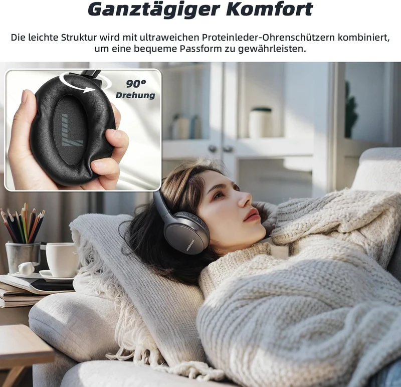 Holdsound Funkkopfhörer für Fernseher, Kabellose TV-Kopfhörer für Senioren mit Tragbarem USB-Sender,