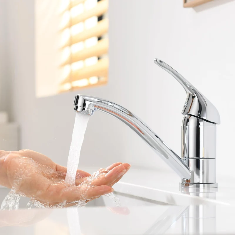 Wasserhahn Bad Klein Waschtischarmatur, Waschbecken Armaturen 360° Drehbar, Armatur Badezimmer Einhe