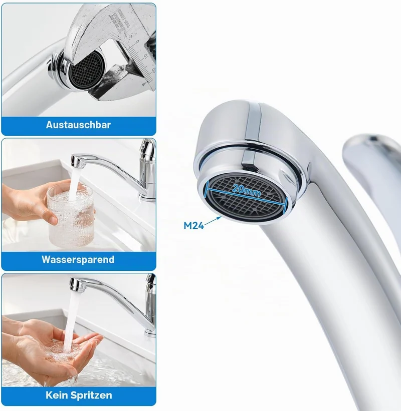 Wasserhahn Bad Klein Waschtischarmatur, Waschbecken Armaturen 360° Drehbar, Armatur Badezimmer Einhe