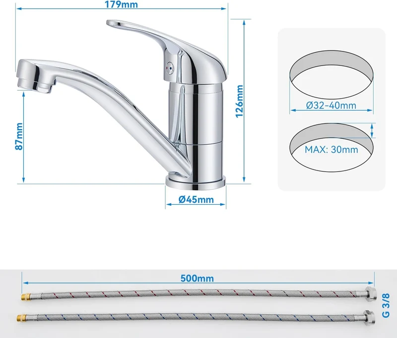 Wasserhahn Bad Klein Waschtischarmatur, Waschbecken Armaturen 360° Drehbar, Armatur Badezimmer Einhe