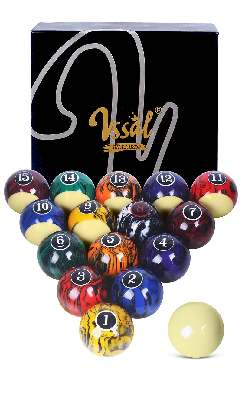 Billiard Balls Set Pool Table Balls Marble-Swirl & Classic Style 16 Ball Set Turnier Dark Marble, Tu