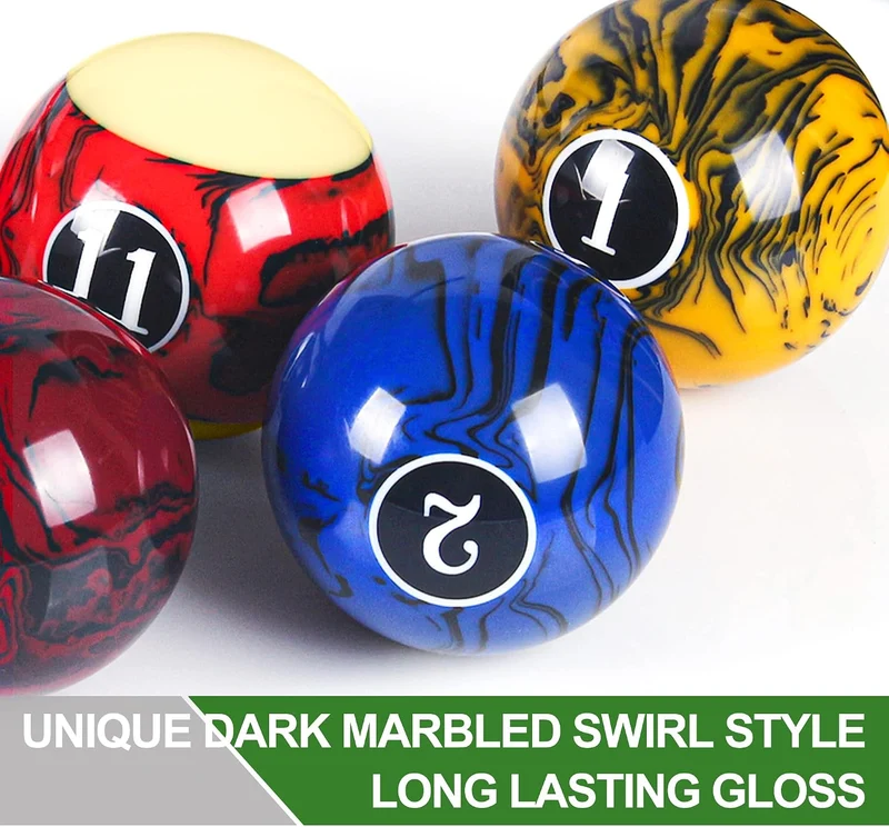 Billiard Balls Set Pool Table Balls Marble-Swirl & Classic Style 16 Ball Set Turnier Dark Marble, Tu