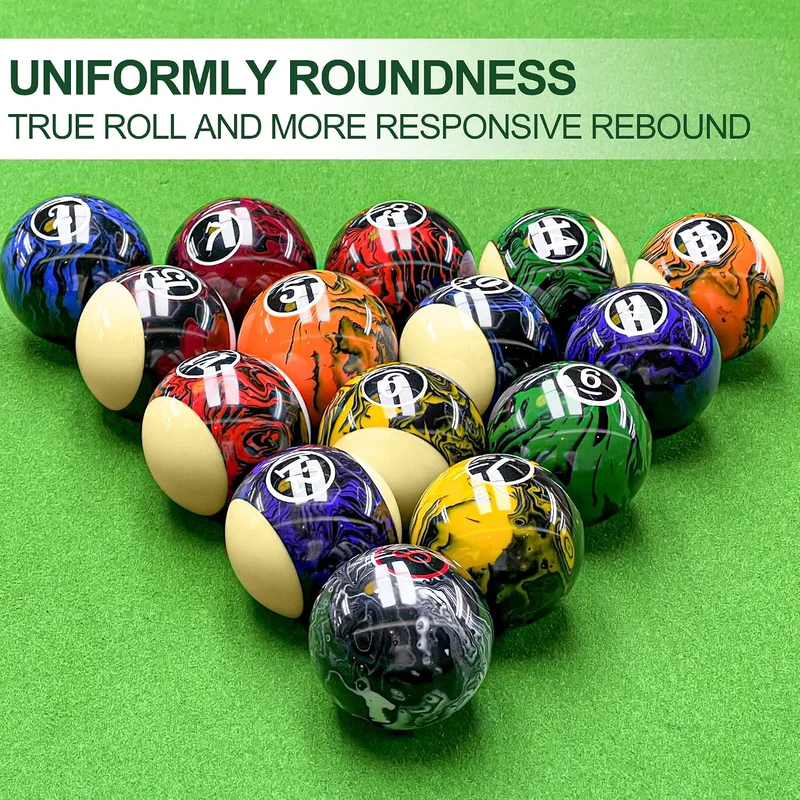 Billiard Balls Set Pool Table Balls Marble-Swirl & Classic Style 16 Ball Set Turnier Dark Marble, Tu