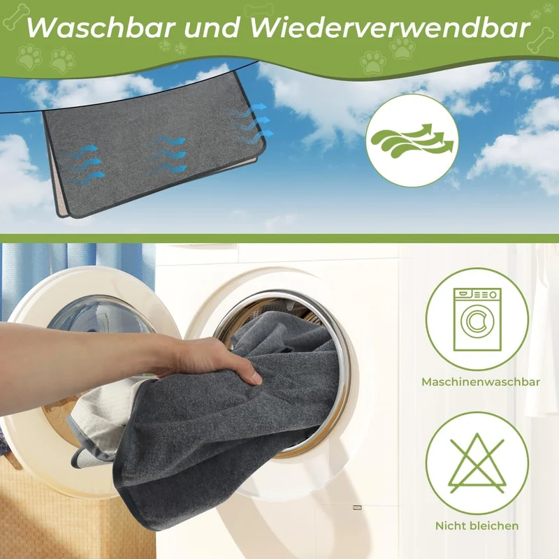 Waschbar Trainingspads für Hunde, 2 Stück 122cm x 122cm Wiederverwendbare Hundetrainingspads, rutsch