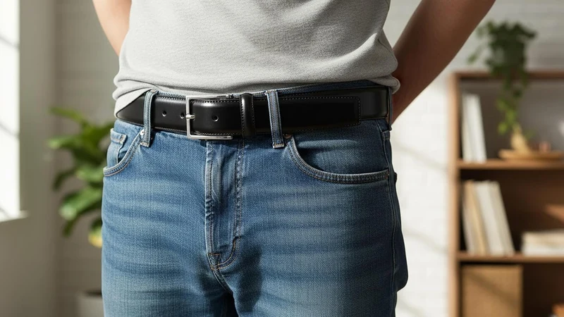 Herren-Gürtel aus echtem Leder, schwarz, glänzend, hergestellt in Italien, 35 mm, 105cm Waistline -