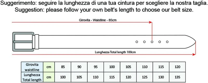 Herren-Gürtel aus echtem Leder, schwarz, glänzend, hergestellt in Italien, 35 mm, 105cm Waistline -