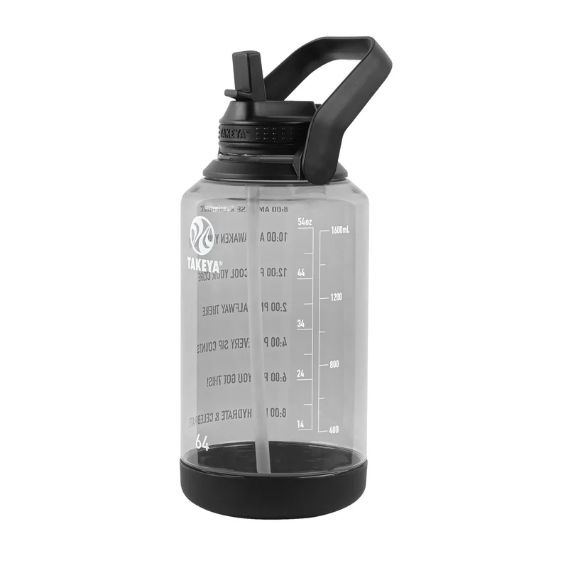 Takeya Hochwertige motivierende Wasserflasche mit Strohhalmdeckel, Times to Drink, BPA-freier Tritan