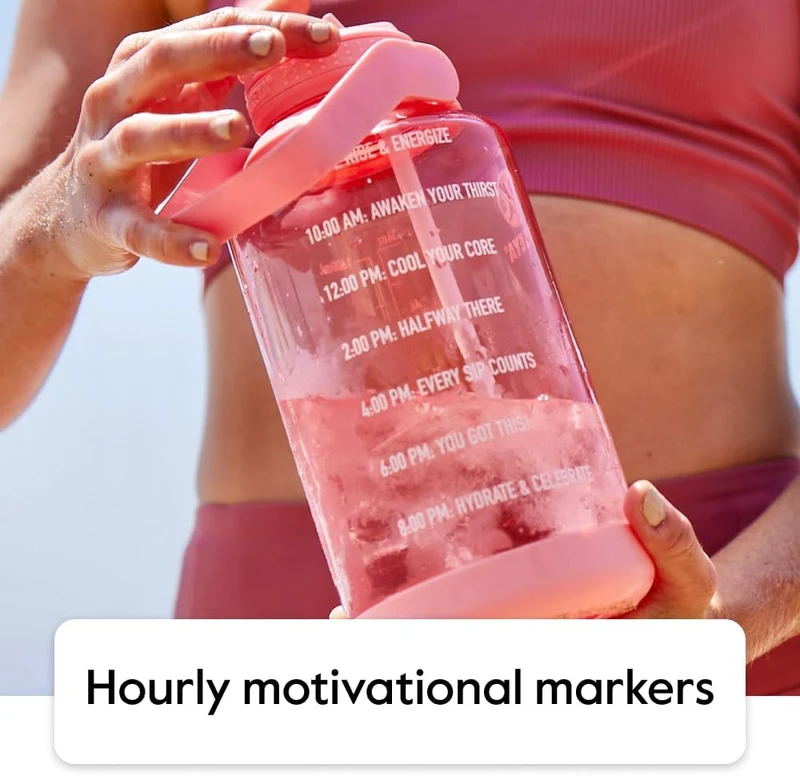 Takeya Hochwertige motivierende Wasserflasche mit Strohhalmdeckel, Times to Drink, BPA-freier Tritan