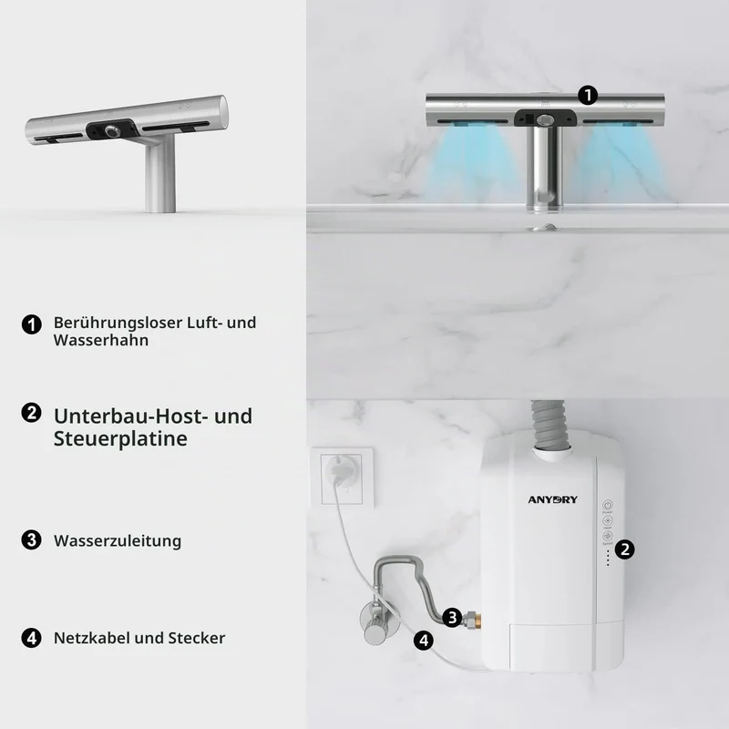 anydry 7120 Wasserhahn Händetrockner Automatisches Waschen und Trocknen in Einem Wasserhahn Händetro