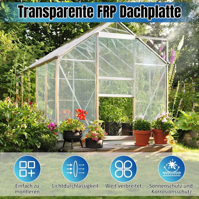 10er Set FRP Trapezblech Wellplatten, Transparent, 90x120cm, 2mm Stärke, UV-beständig, Hagelfest, We