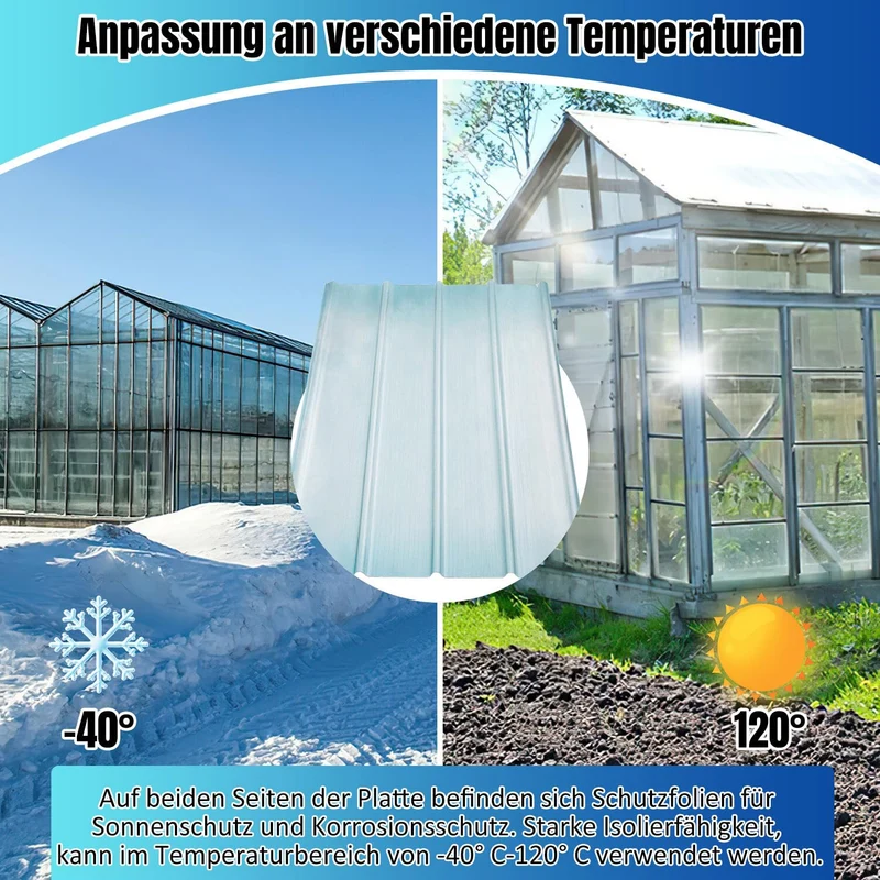 10er Set FRP Trapezblech Wellplatten, Transparent, 90x120cm, 2mm Stärke, UV-beständig, Hagelfest, We