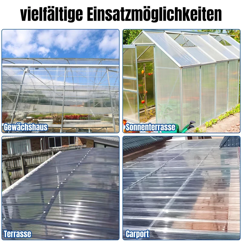 10er Set FRP Trapezblech Wellplatten, Transparent, 90x120cm, 2mm Stärke, UV-beständig, Hagelfest, We