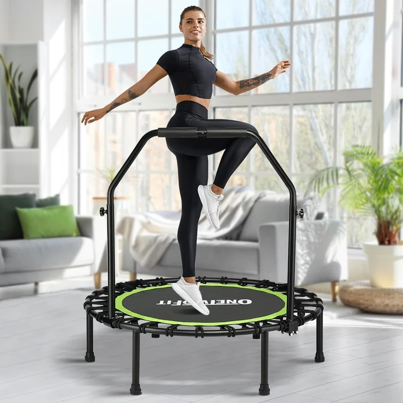 ONETWOFIT klappbares Trampolin für Erwachsene, 101/107/114/cm Mini Fitness Trampolin W/einstellbare
