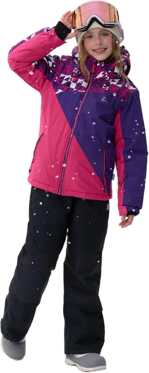 Kinder Schneeanzug für Mädchen Winter Skijacke & Hose Set Kapuzenträger Set Winddicht Wasserdicht Wa