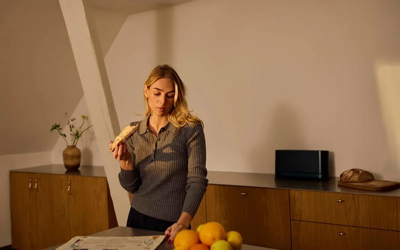 Jacob Jensen Toaster mit langem Schlitz, 7 Bräunungsstufen, Bewegungsaktiviertes Display, Bagel-, Au