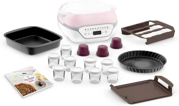 TEFAL Cake Factory Infinity KD850110, automatische Kuchenmaschine, 9 Programme, 1200 W, Rosa