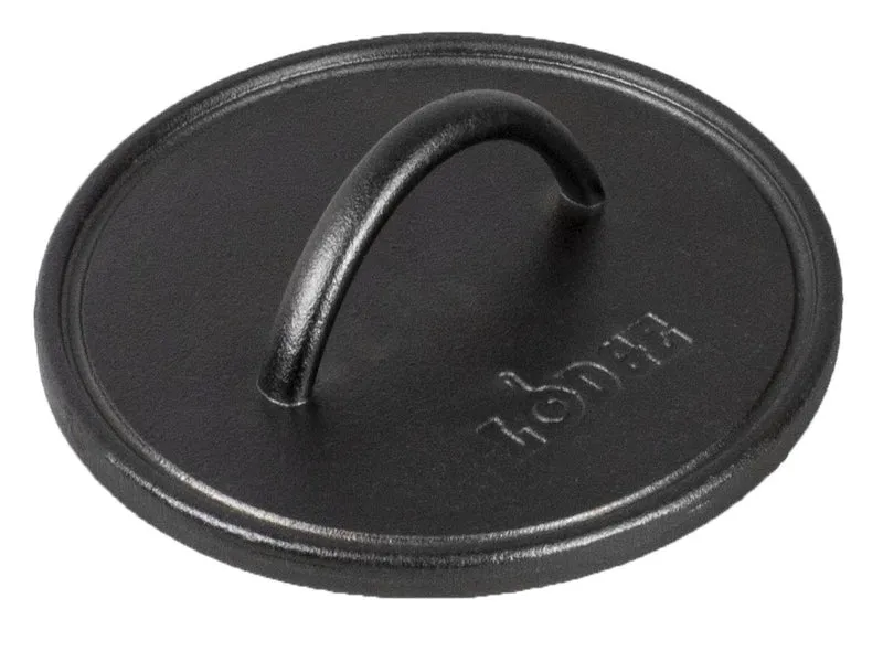 Lodge L8RFIP Grillpresse aus Gusseisen, 20,3 cm, schwarz Runde Flachpresse, Runde Flachpresse