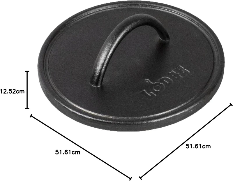 Lodge L8RFIP Grillpresse aus Gusseisen, 20,3 cm, schwarz Runde Flachpresse, Runde Flachpresse