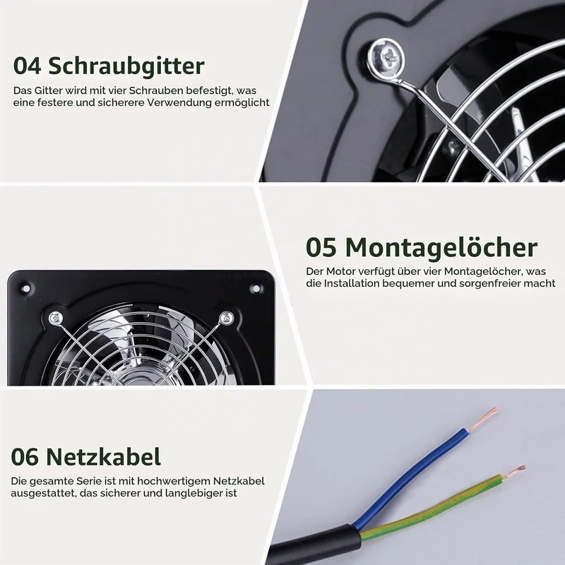 Abluftventilator Ø100mm, 4'' Rohrventilator Badlüfter mit Rücklaufklappe, 140m³/h 25W Axiallüfter Le