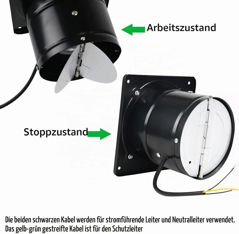 Abluftventilator Ø100mm, 4'' Rohrventilator Badlüfter mit Rücklaufklappe, 140m³/h 25W Axiallüfter Le